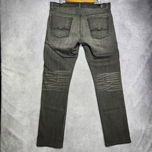 7 For All Mankind Slimmy Jeans Mens 36x34 Slim Fit Stretch Denim Dark Gray Wash - Picture 4 of 14